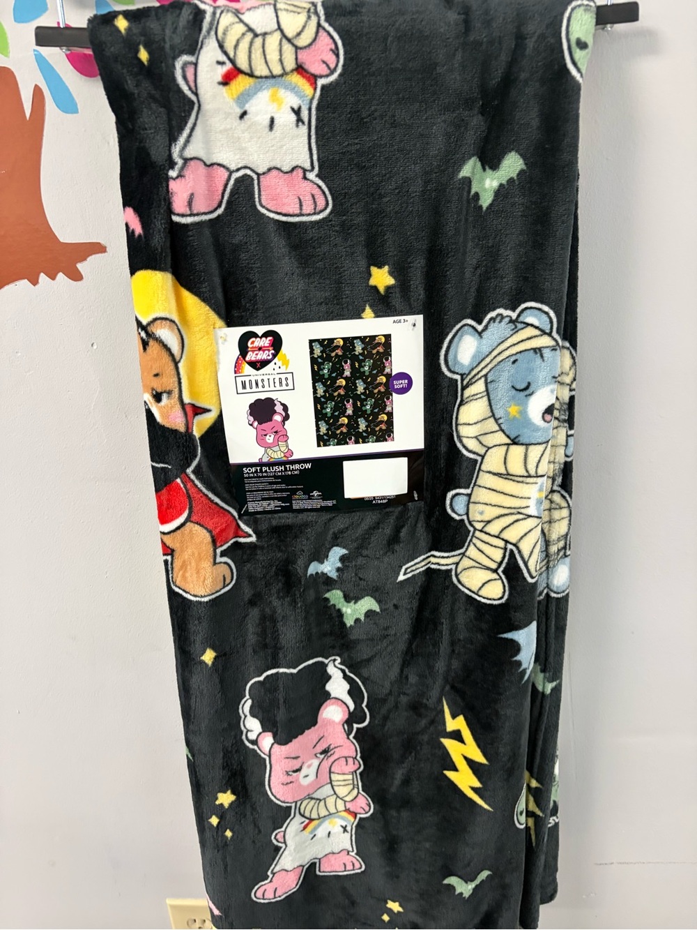 Care Bears Monsters Black Plush Kids Throw Blanket